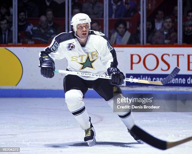 Dave Gagner of the Dallas Stars skates against the Montreal Canadiens in the early 1990's at the Montreal Forum in Montreal, Quebec, Canada.