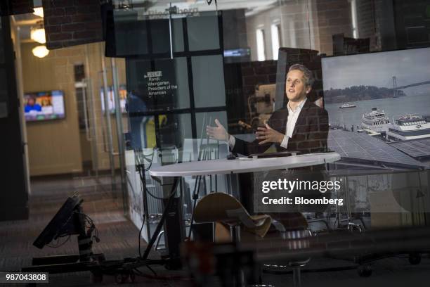 Aaron Levie, chief executive officer and co-founder of Box Inc., speaks during an interview in San Francisco, California, U.S., on Wednesday, June...