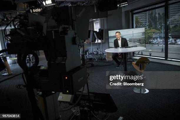 Aaron Levie, chief executive officer and co-founder of Box Inc., smiles during an interview in San Francisco, California, U.S., on Wednesday, June...