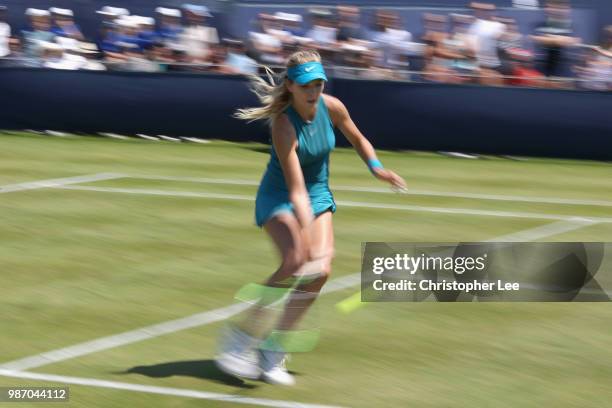 Katie Boulter of Great Britain in action against Kirsten Flipkins of Belgium in the Womens Singles Final match during of the Fuzion 100 Southsea...