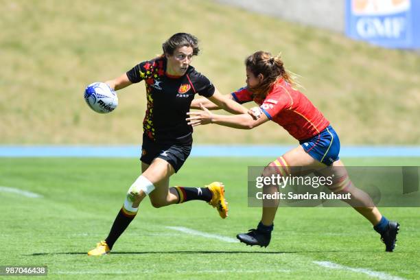 Margaux Lalli of Belgium during the Grand Prix Series - Rugby Seven match between Spain and Belgium on June 29, 2018 in Marcoussis, France.