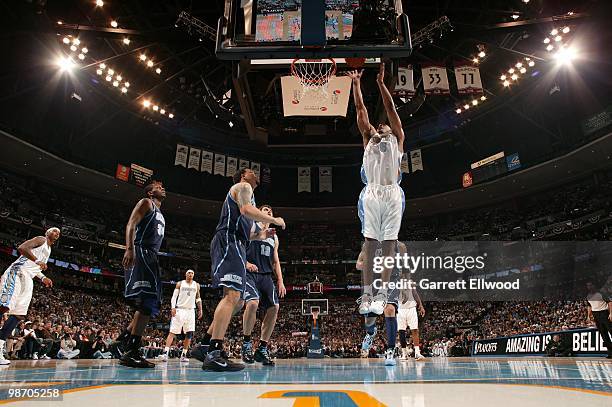 Arron Afflalo of the Denver Nuggets goes up for a shot against the Utah Jazz in Game One of the Western Conference Quarterfinals during the 2010 NBA...