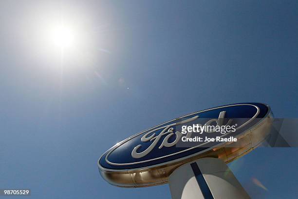 Ford sign is seen on the sales lot of Metro Ford on April 27, 2010 in Miami, Florida. Ford announced today that it earned $2.08 billion, or 50 cents...