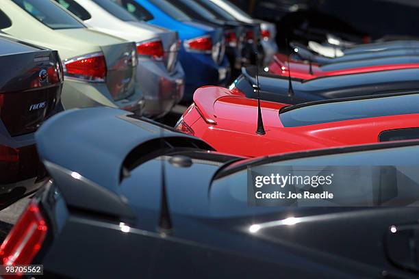 Ford vehicles are seen on the sales lot of Metro Ford on April 27, 2010 in Miami, Florida. Ford announced today that it earned $2.08 billion, or 50...