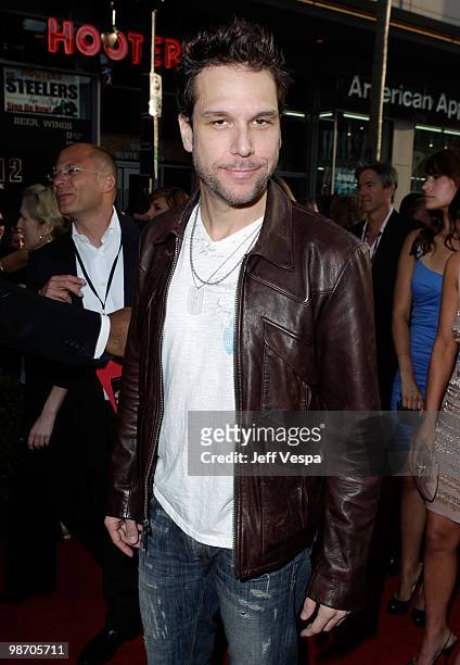 Comedian/actor Dane Cook arrives at the "Iron Man 2" World Premiere at El Capitan Theatre on April 26, 2010 in Hollywood, California.