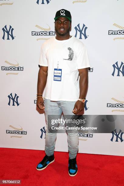 Quincy Enunwa attends CC Sabathia's PitCChIn Foundation Celebrity Softball Game at Yankee Stadium on June 28, 2018 in New York City.