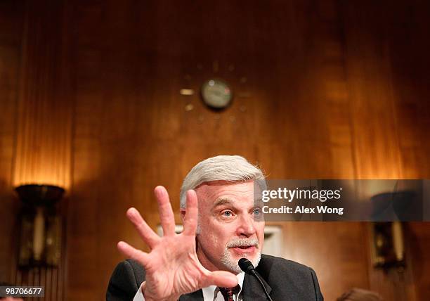 President of United Mine Workers Cecil Roberts testifies during a hearing before the Senate Health, Education, Labor and Pensions Committee April 27,...