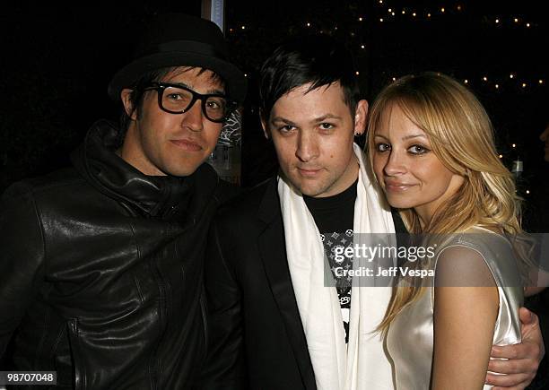 Pete Wentz, Joel Madden and Nicole Richie at the DCMA Collective Store opening on March 14, 2008 in Los Angeles, California.