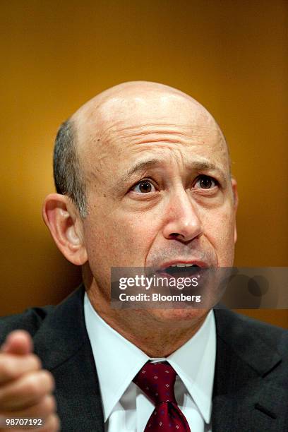 Lloyd C. Blankfein, chairman and chief executive officer of Goldman Sachs Group Inc., testifies at a Senate Homeland Security and Governmental...