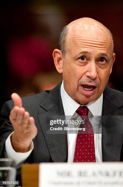 Lloyd C. Blankfein, chairman and chief executive officer of Goldman Sachs Group Inc., testifies at a Senate Homeland Security and Governmental...