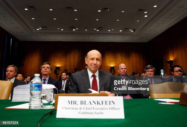 Lloyd C. Blankfein, chairman and chief executive officer of Goldman Sachs Group Inc., waits to testify at a Senate Homeland Security and Governmental...