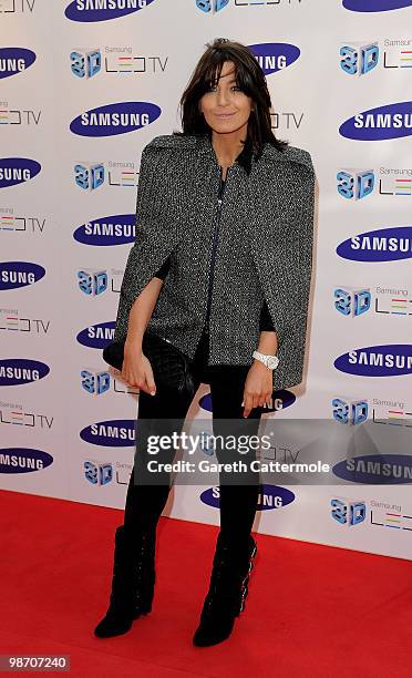 Claudia Winkleman arrives at the Samsung 3D Television party at the Saatchi Gallery, Duke of York's HQ on April 27, 2010 in London, England.