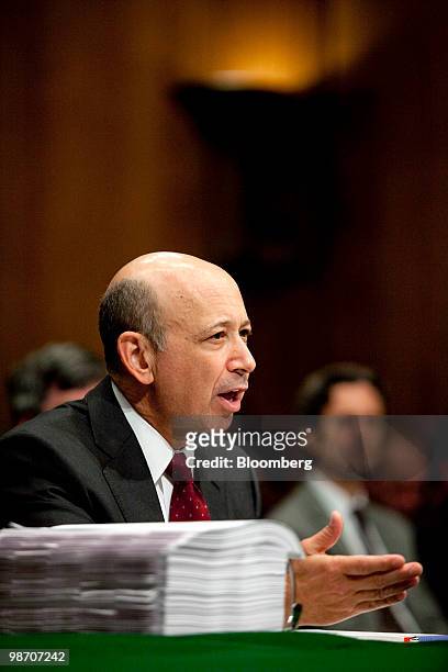Lloyd C. Blankfein, chairman and chief executive officer of Goldman Sachs Group Inc., testifies at a Senate Homeland Security and Governmental...