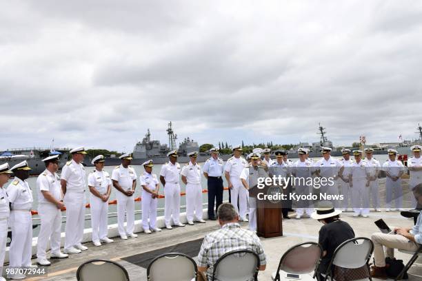 The Rim of the Pacific exercise opening ceremony is held in Hawaii on June 28, 2018. The major U.S. Navy-led drill involving 26 countries but without...