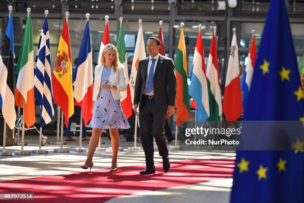 Irish Prime Minister Leo Varadkar arrives at The European Council summit in Brussels on June 28, 2018. European Union leaders meet today for the...