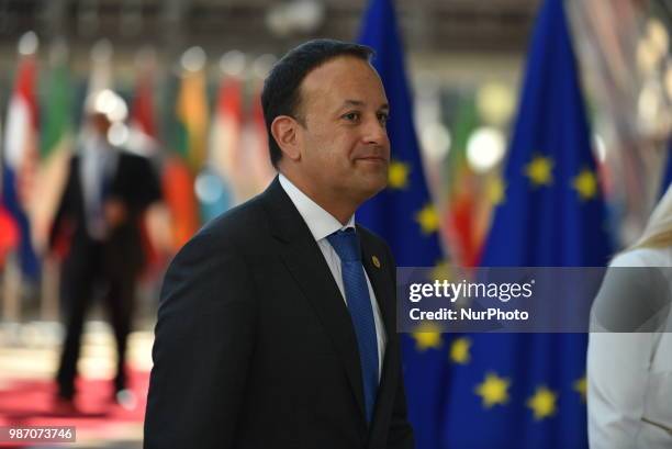 Irish Prime Minister Leo Varadkar arrives at The European Council summit in Brussels on June 28, 2018. European Union leaders meet today for the...