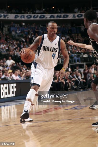 Caron Butler of the Dallas Mavericks looks to make a plaly in Game One of the Western Conference Quarterfinals against the San Antonio Spurs during...