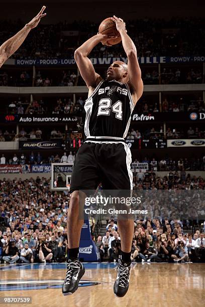 Richard Jefferson of the San Antonio Spurs shoots a jump shot against the Dallas Mavericks in Game Two of the Western Conference Quarterfinals during...