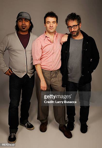 Producer Arvind Ethan David, director Josh Appignanesi and writer David Baddiel from the film "The Infidel" attend the Tribeca Film Festival 2010...
