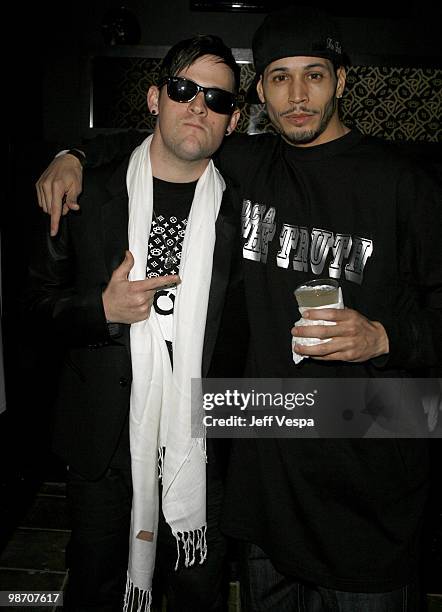 Joel Madden and guest at the DCMA Collective Store opening on March 14, 2008 in Los Angeles, California.