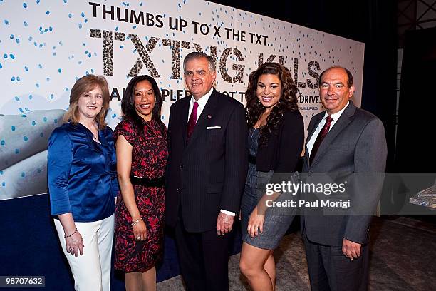 Sandy Spavone of NOYS, Stacy Sharpe of Allstate, Secretary of Transportation Ray LaHood, American Idol-winner Jordin Sparks and Bill Vainisi of...