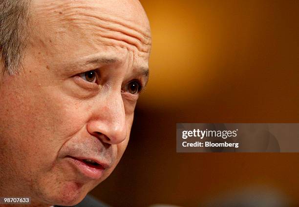 Lloyd C. Blankfein, chairman and chief executive officer of Goldman Sachs Group Inc., testifies at a Senate Homeland Security and Governmental...