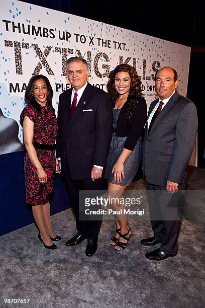 Stacy Sharpe of Allstate, Secretary of Transportation Ray LaHood, American Idol-winner Jordin Sparks and Bill Vainisi of Allstate pose for a photo at...