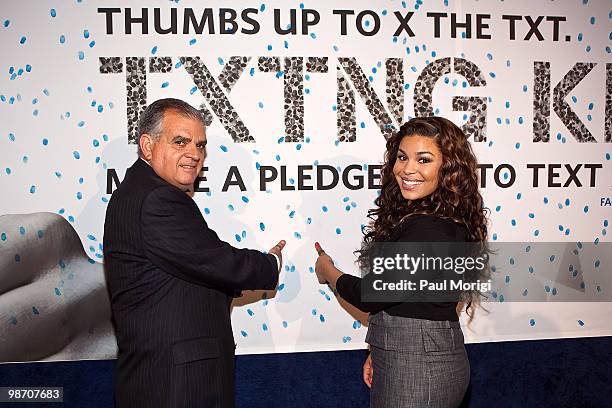 Secretary of Transportation Ray LaHood and American Idol-winner Jordin Sparks pledge to "X the TXT" at the Allstate 'X the TXT' press conference at...