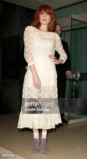 Singer Florence Welch from Florence and the Machine arrives at the Sanderson Hotel on April 27, 2010 in London, England.