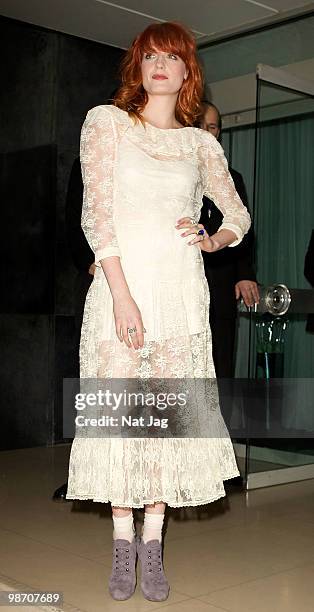 Singer Florence Welch from Florence and the Machine arrives at the Sanderson Hotel on April 27, 2010 in London, England.