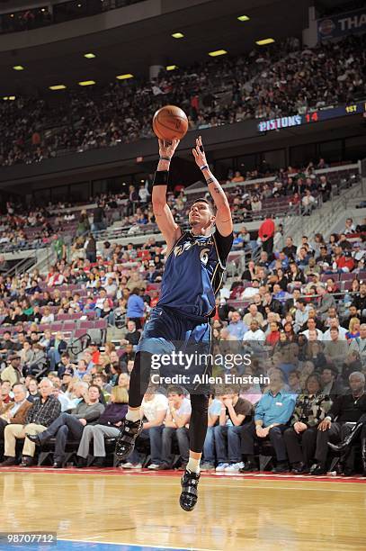 Mike Miller of the Washington Wizards takes a jump shot during the game against the Detroit Pistons on March 12, 2010 at The Palace of Auburn Hills...