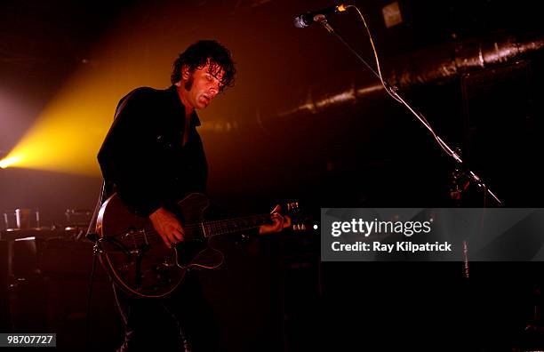 Peter Hayes of Black Rebel Motorcycle Club performs on stage at O2 Academy on April 27, 2010 in Liverpool, England.