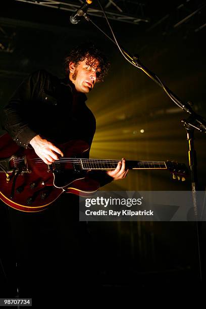 Peter Hayes of Black Rebel Motorcycle Club performs on stage at O2 Academy on April 27, 2010 in Liverpool, England.
