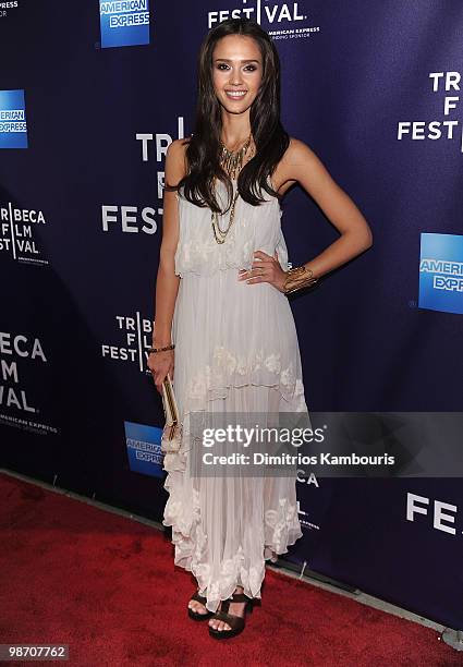 Jessica Alba attends the "The Killer Inside Me" premiere during the 9th Annual Tribeca Film Festival at the SVA Theater on April 27, 2010 in New York...