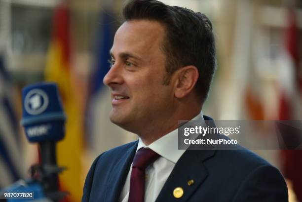 Louxembourg's Prime Minister Xavier Bettel arrives at The European Council summit in Brussels on June 28, 2018. European Union leaders meet today for...