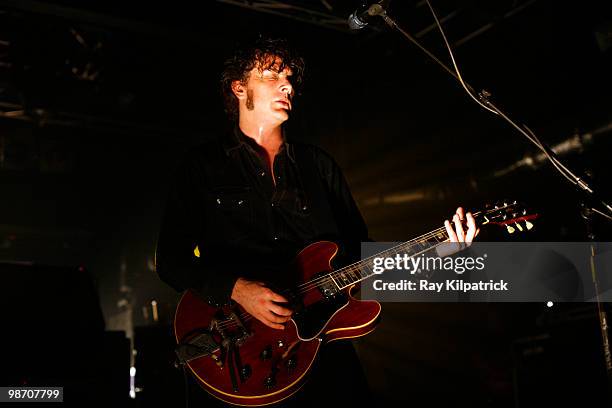 Peter Hayes of Black Rebel Motorcycle Club performs on stage at O2 Academy on April 27, 2010 in Liverpool, England.