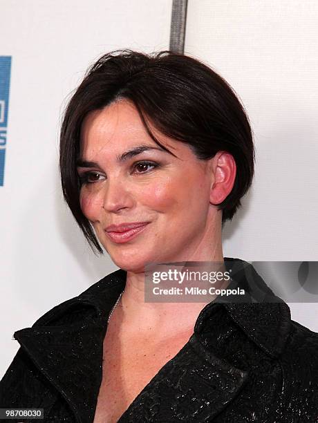 Television personality Karen Duffy attends the "Get Low" premiere during the 9th Annual Tribeca Film Festival at the Tribeca Performing Arts Center...