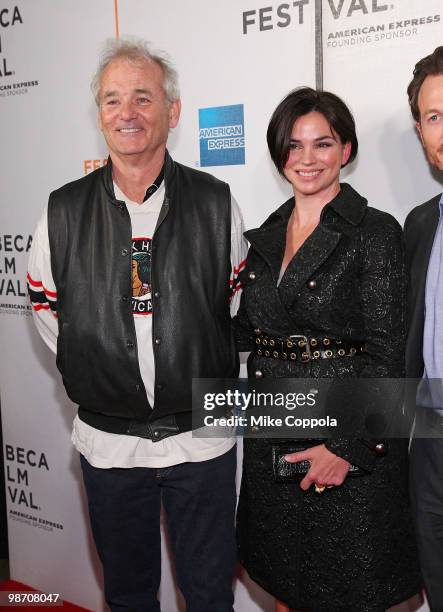 Actor Bill Murray and television personality Karen Duffy attend the "Get Low" premiere during the 9th Annual Tribeca Film Festival at the Tribeca...