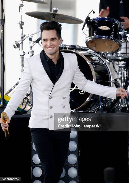 Brendon Urie of Panic! At The Disco performs on NBC's "Today" at Rockefeller Plaza on June 29, 2018 in New York City.