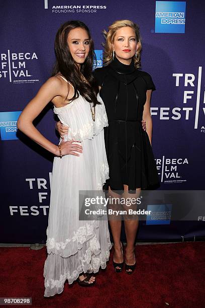Actresses Jessica Alba and Kate Hudson attend the premiere of "The Killer Inside Me" during the 2010 Tribeca Film Festival at the School of Visual...