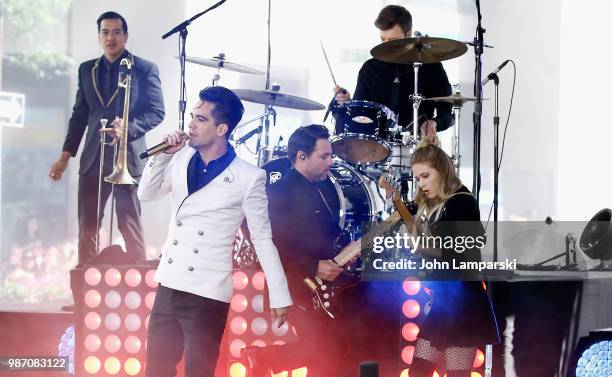 Brendon Urie and Kenneth Harris of Panic! At The Disco perform on NBC's "Today" at Rockefeller Plaza on June 29, 2018 in New York City.