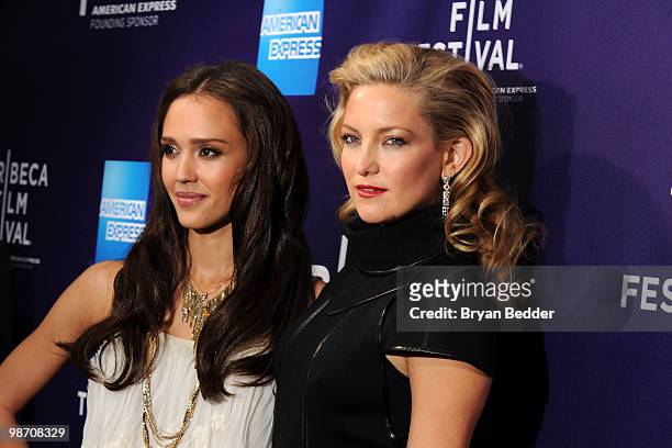 Actresses Jessica Alba and Kate Hudson attend the premiere of "The Killer Inside Me" during the 2010 Tribeca Film Festival at the School of Visual...
