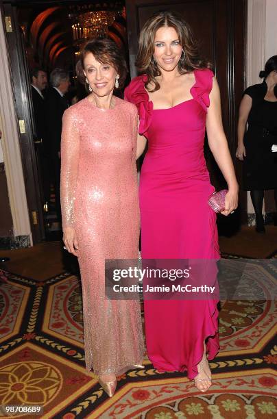 Evelyn Lauder and Elizabeth Hurley attend the 2010 Breast Cancer Research Foundation's Hot Pink Party at The Waldorf=Astoria on April 27, 2010 in New...