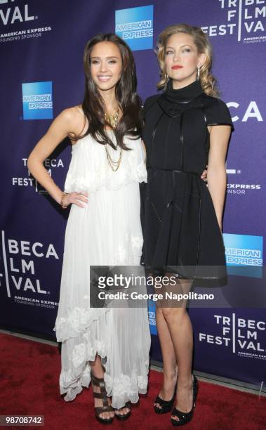 Jessica Alba nd Kate Hudson attend the "The Killer Inside Me" premiere during the 9th Annual Tribeca Film Festival at the SVA Theater on April 27,...