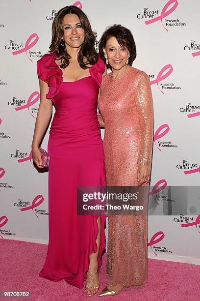 Elizabeth Hurley and Evelyn Lauder attend the 2010 Breast Cancer Research Foundation's Hot Pink Party at The Waldorf=Astoria on April 27, 2010 in New...