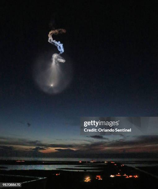 SpaceX Falcon 9 rocket launches just before dawn Friday, June 29, 2018 at Launch Complex 40 at Cape Canaveral Air Force Station carrying supplies to...