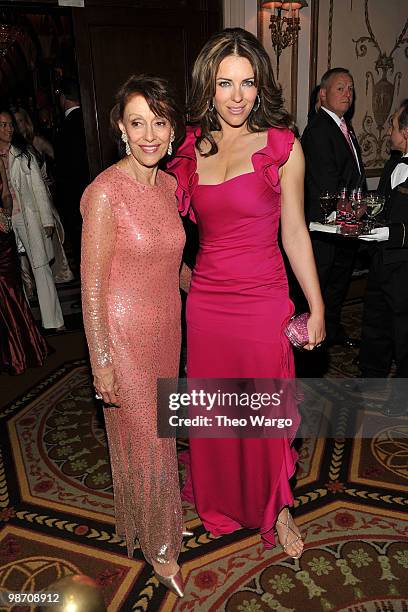 Evelyn Lauder and Elizabeth Hurley attends the 2010 Breast Cancer Research Foundation's Hot Pink Party at The Waldorf=Astoria on April 27, 2010 in...
