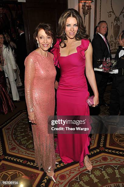 Senior Corporate Vice President Evelyn Lauder and Actress Elizabeth Hurley attends the 2010 Breast Cancer Research Foundation's Hot Pink Party at The...