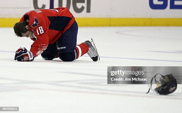 Eric Belanger of the Washington Capitals skates against the Montreal Canadiens in Game Five of the Eastern Conference Quarterfinals during the 2010...