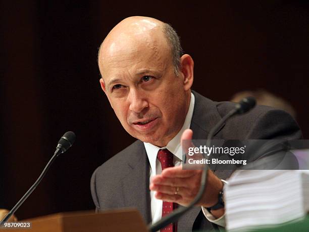 Lloyd C. Blankfein, chairman and chief executive officer of Goldman Sachs Group Inc., testifies at a Senate Homeland Security and Governmental...